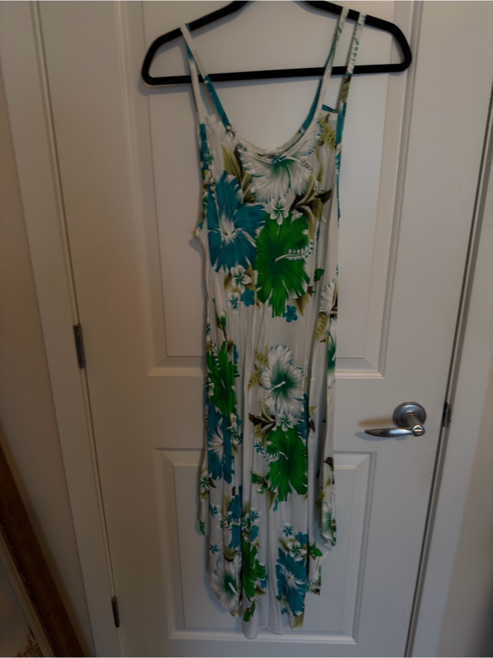 Green & Teal Floral Maxi Dress - Lightweight Summer Slip Dress